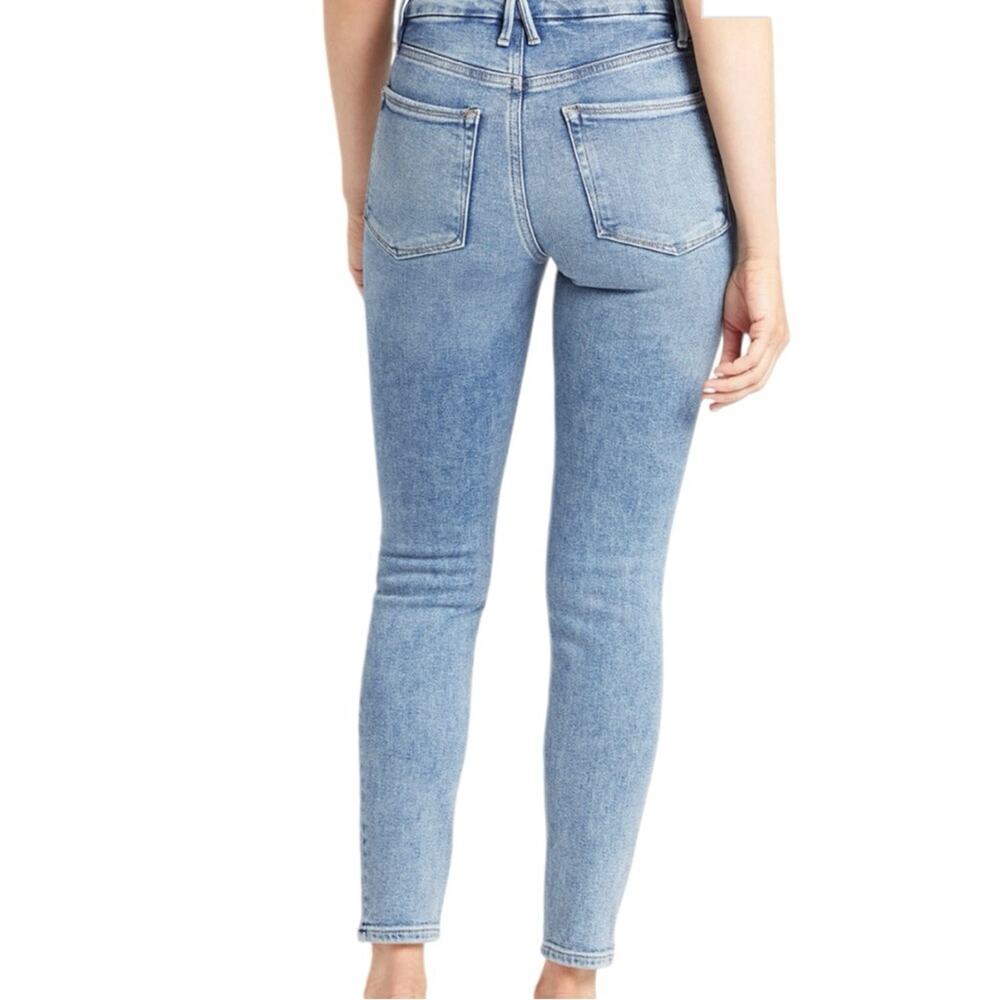 NWT Good American Good Legs Straight Jeans Distressed Size 0/25 Retail $145 - Picture 3 of 6